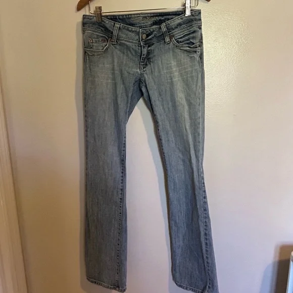Y2K American Eagle AE Artist Low Rise Flare Stretch Jeans Size 4 Long - Picture 8 of 10